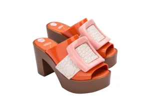 Melissa Mule Buckle Up AD Viktor And Rolf Orange Block Heels Slip Ons