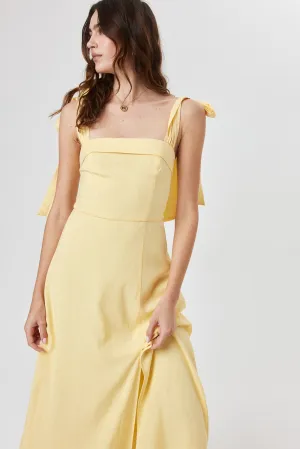 Mellow Yellow Tie Shoulder Midi Dress