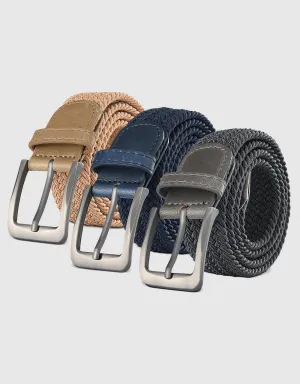 Men's Elastic Braided Stretch Belt-3 Pack