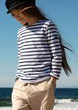 MINQUIERS KIDS - Authentic Breton Shirt for Kids in Soft Cotton (WHITE / NAVY)