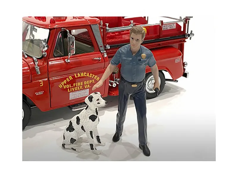 "Firefighters" Fire Dog Training Figures (Trainer and Dog) for 1/18 Scale Models by American Diorama