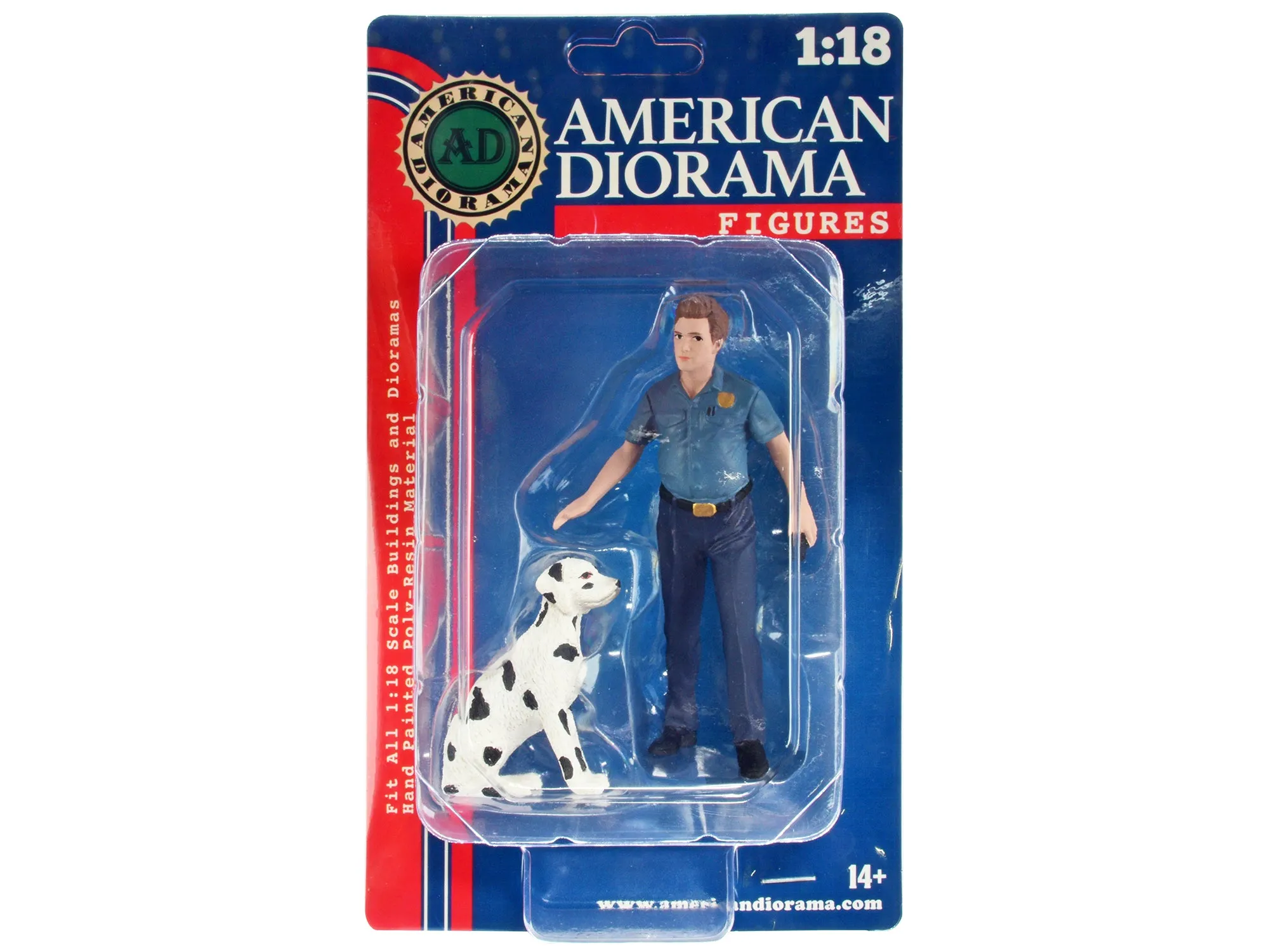 "Firefighters" Fire Dog Training Figures (Trainer and Dog) for 1/18 Scale Models by American Diorama