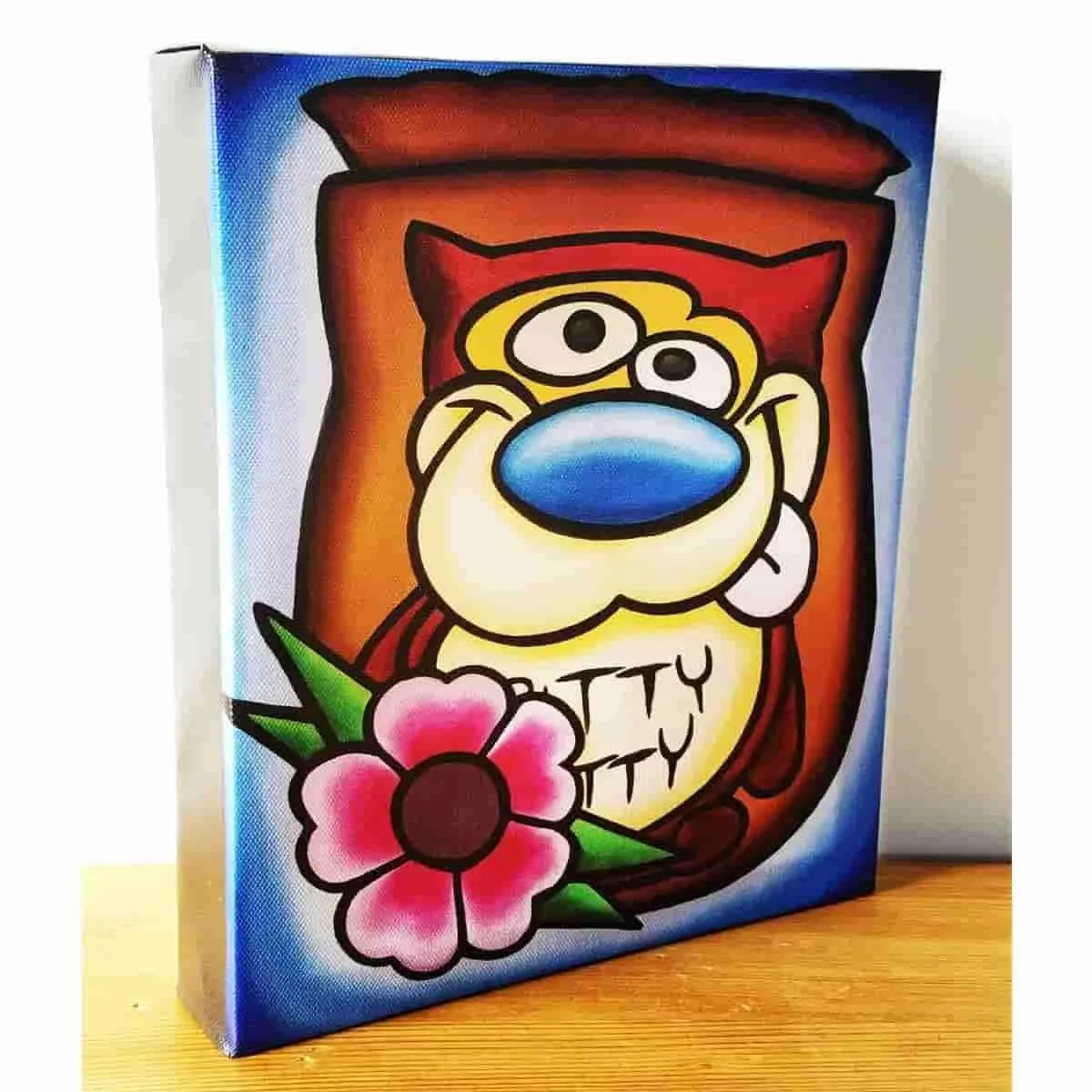 "Gritty Kitty" Ren & Stimpy Inspired Art Gallery Wrapped Canvas Print 8x10 by JesseJFR