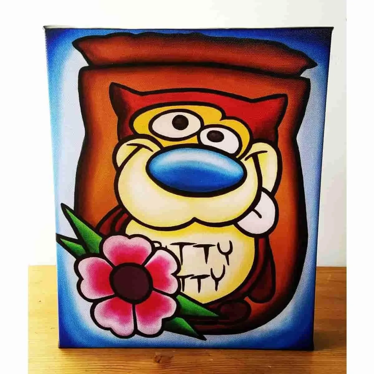 "Gritty Kitty" Ren & Stimpy Inspired Art Gallery Wrapped Canvas Print 8x10 by JesseJFR