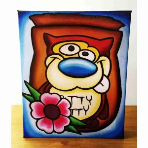 "Gritty Kitty" Ren & Stimpy Inspired Art Gallery Wrapped Canvas Print 8x10 by JesseJFR