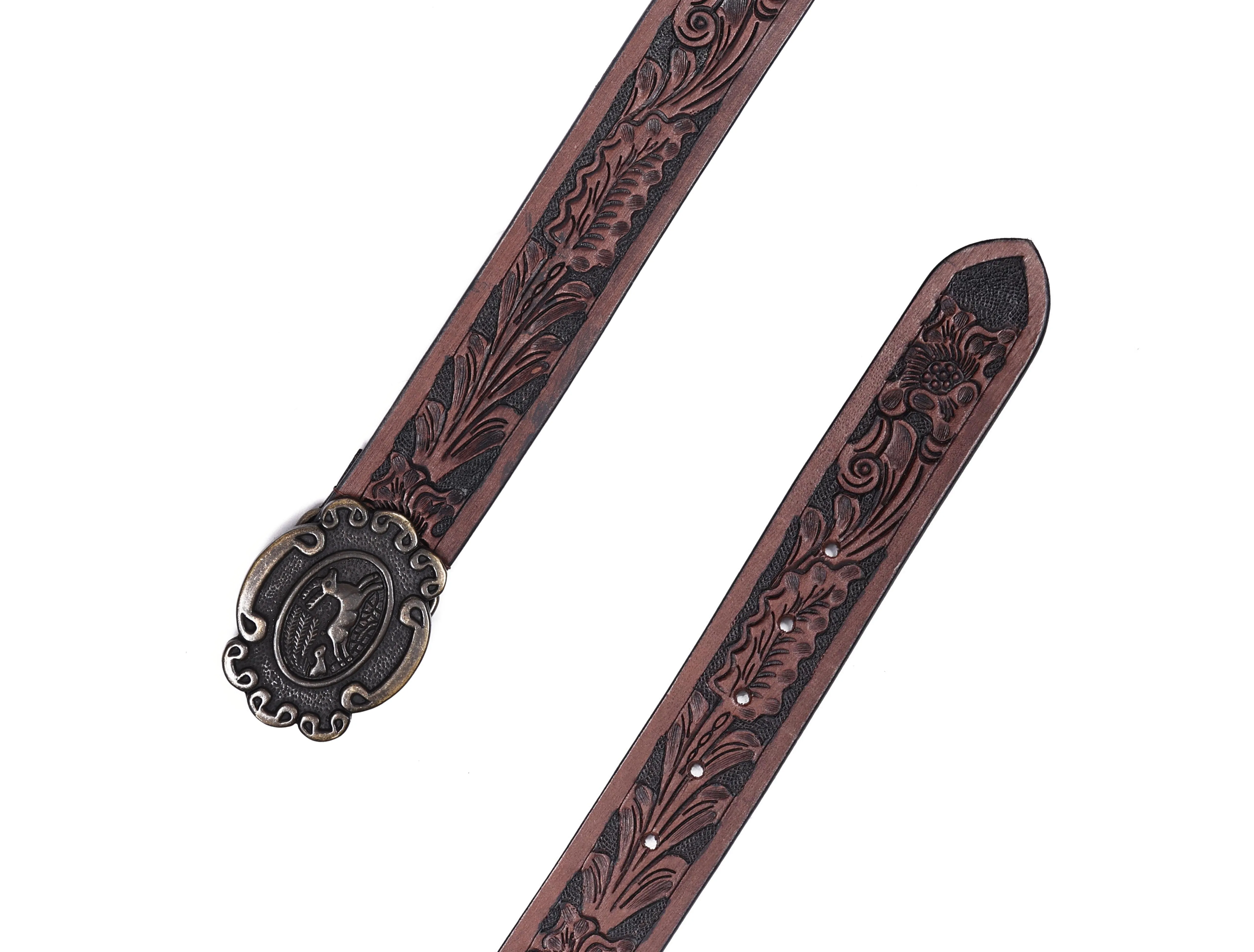 "Hand-Carved Leather Belts: Timeless Elegance"  Art: LB-809