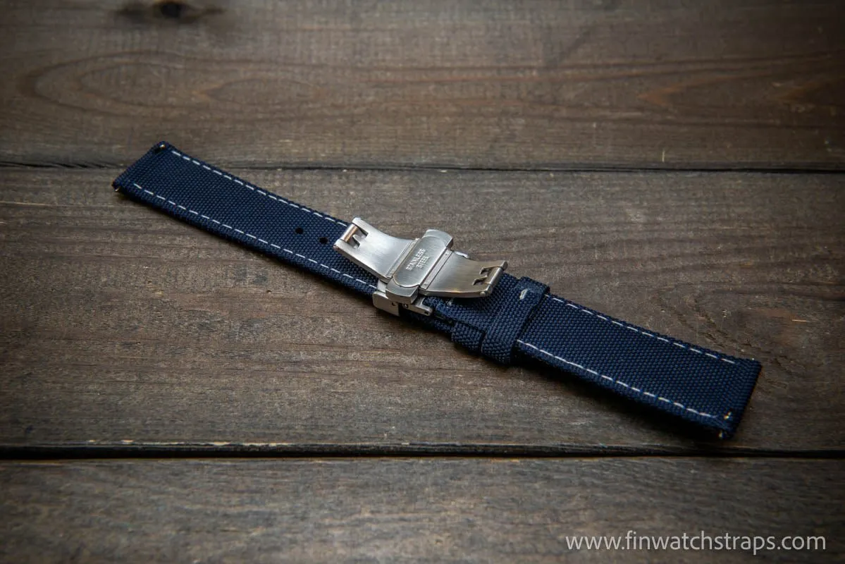 Sailcloth waterproof watch strap. Deployment clasp.