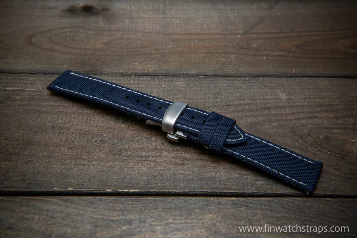 Sailcloth waterproof watch strap. Deployment clasp.