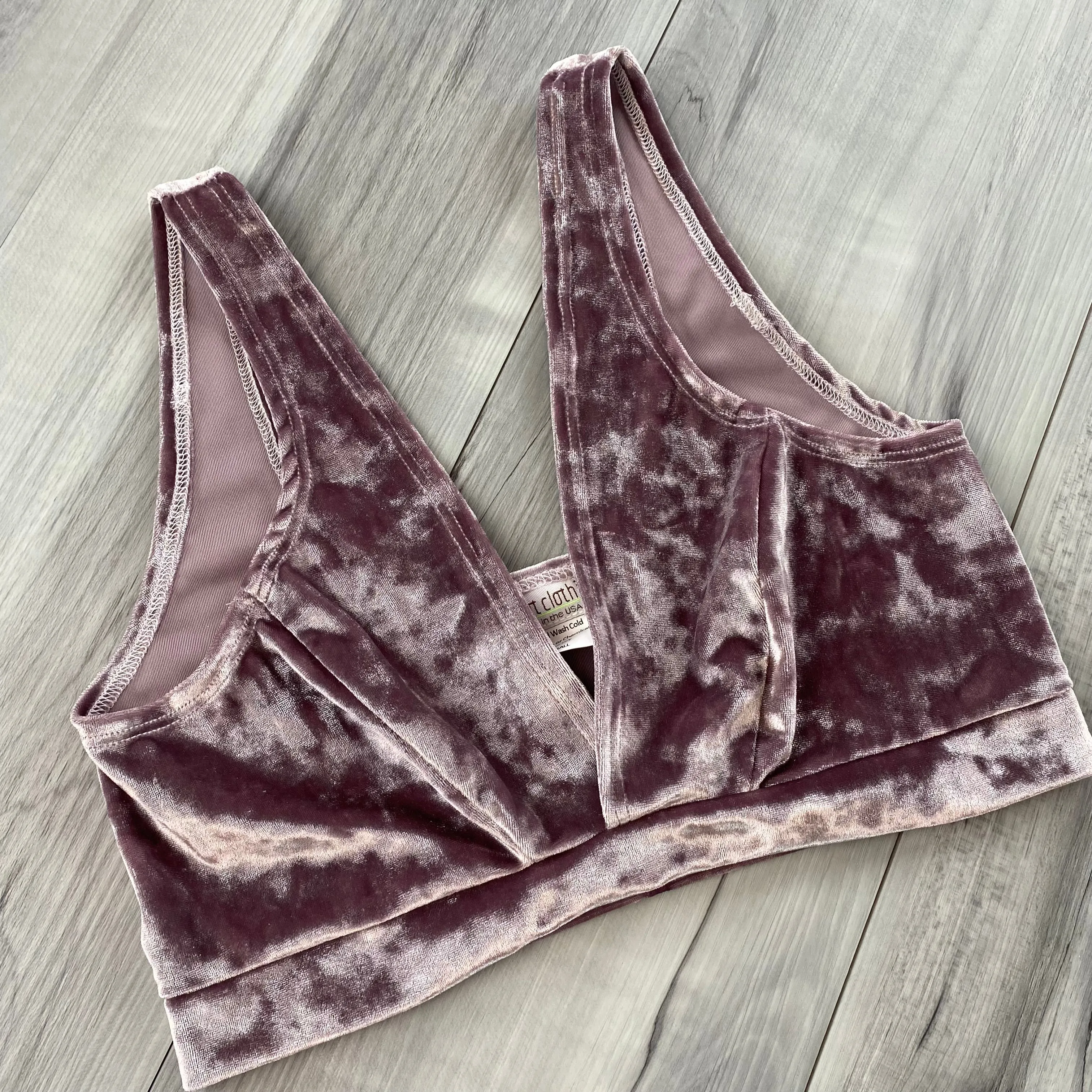 SALE - SMALL - Dusty Lilac Purple Crushed Velvet Bralette