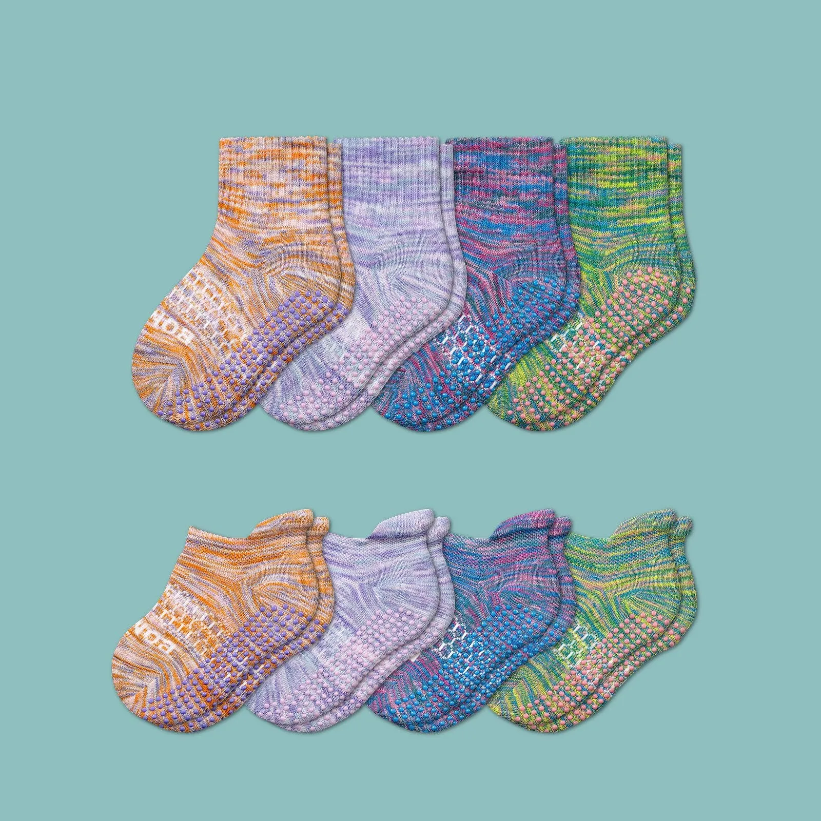 Toddler Space Dye Gripper Calf & Ankle Sock 8-Pack