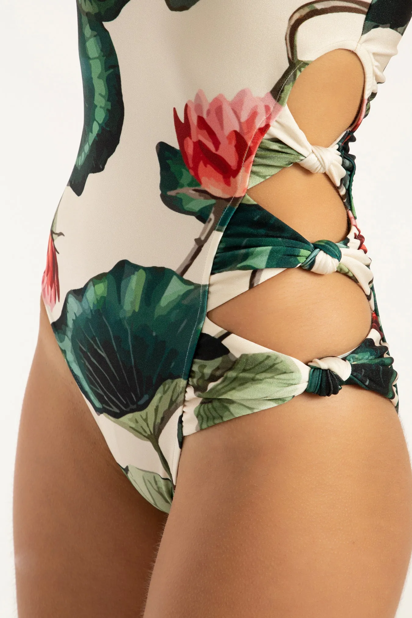 Victoria Regia Strapless Cut-Out Swimsuit