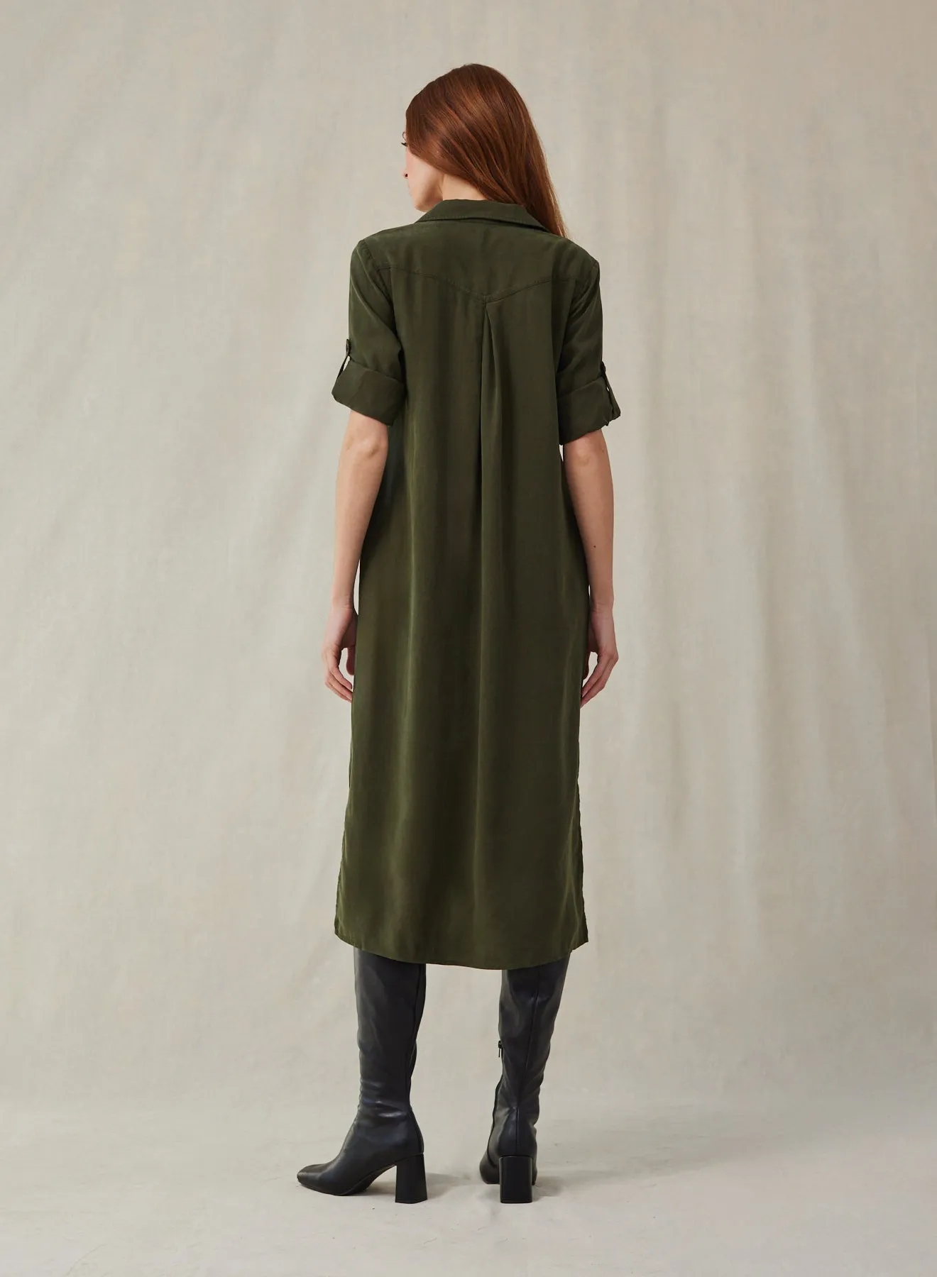 Western Yoke Duster Dress - Italian Herb