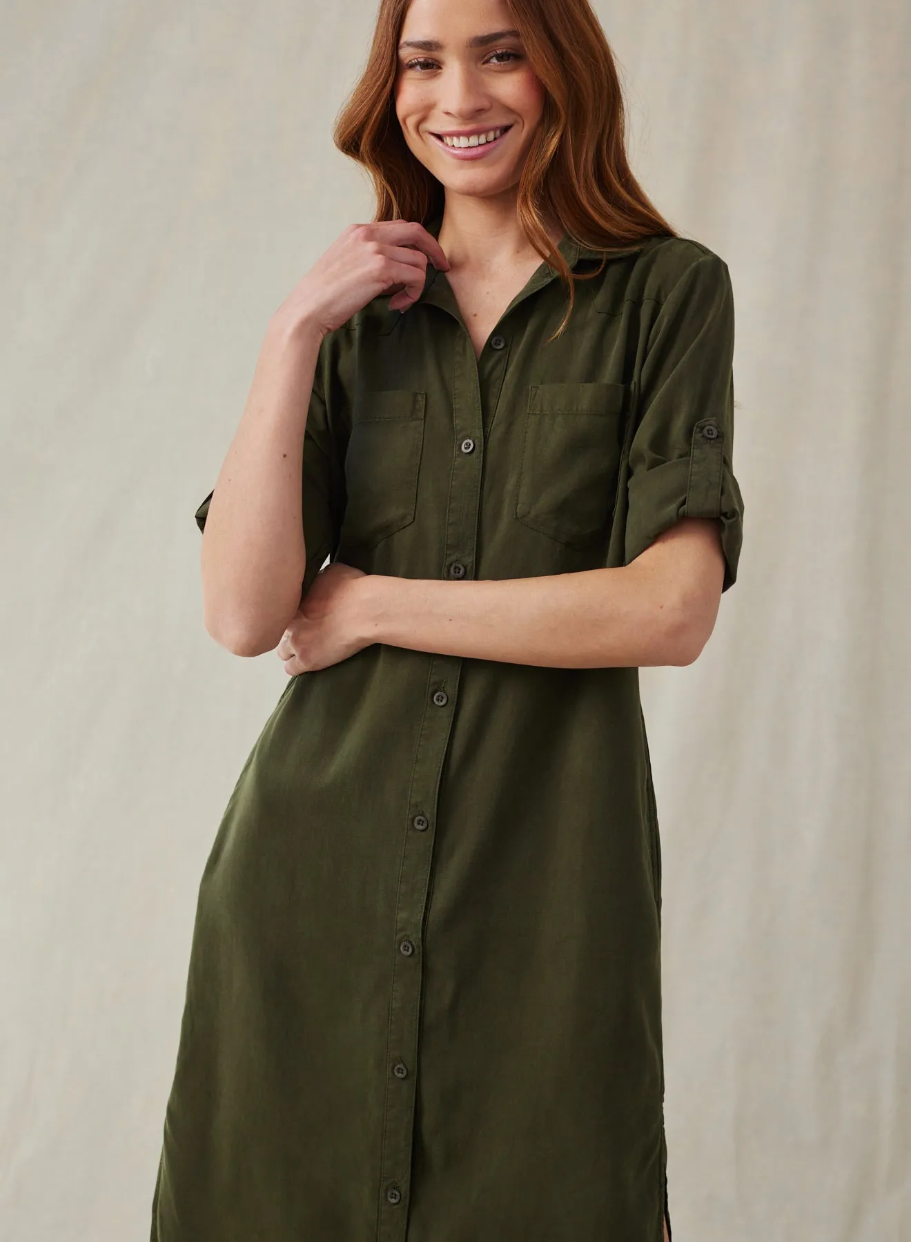 Western Yoke Duster Dress - Italian Herb