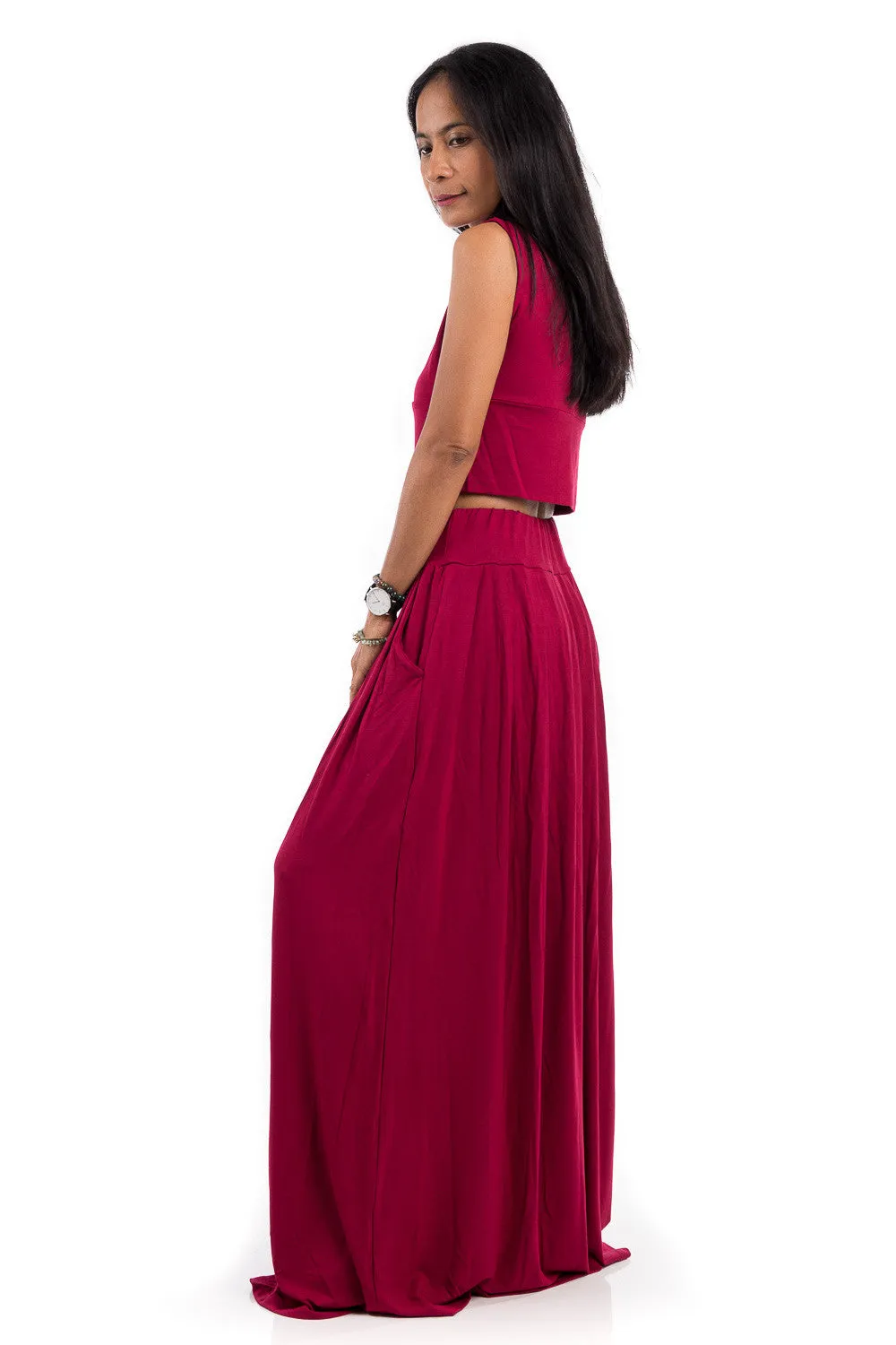 Wine Red Skirt -  Long Red Skirt - Maxi skirt : Urban Chic Collection No.2