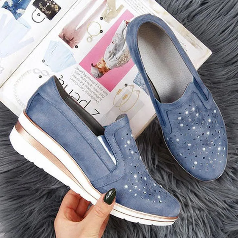 Women Shining Casual Slip-on Sneaker Shoes